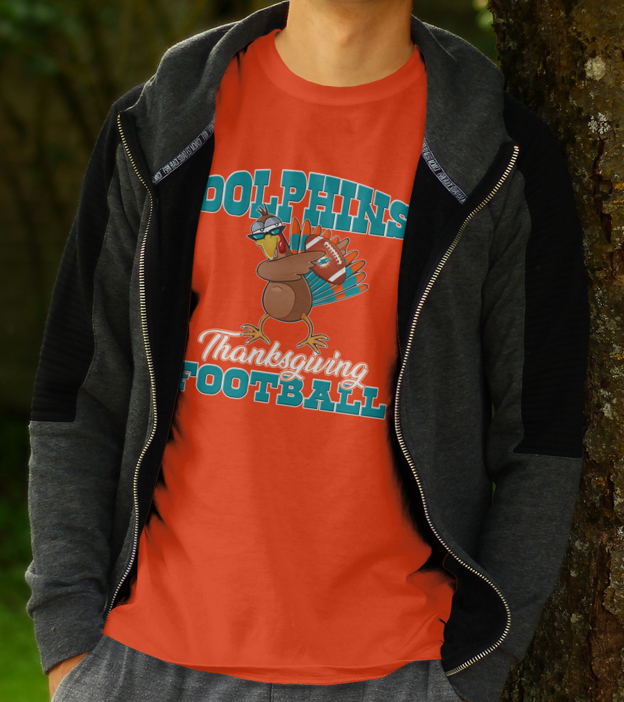 Dolphins Thanksgiving Football Turkey T-Shirt