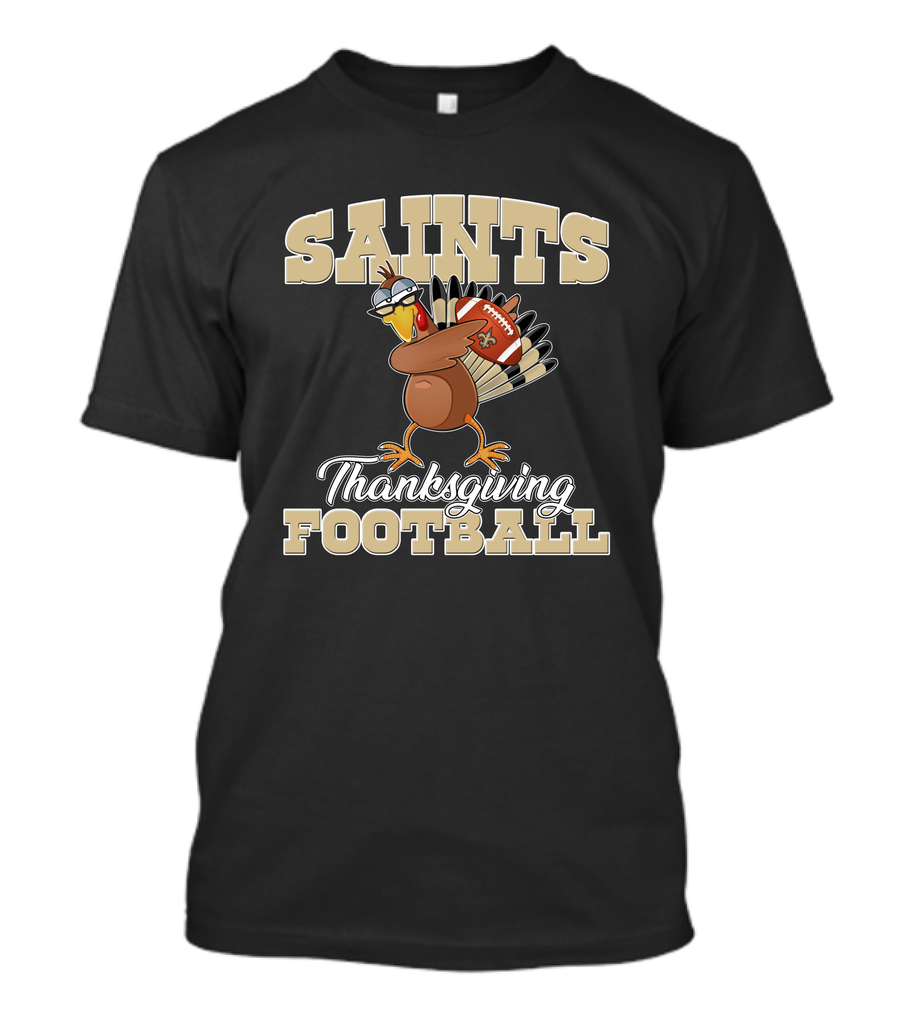 Saints Thanksgiving Football Turkey With New Orleans Saints Football T-Shirt