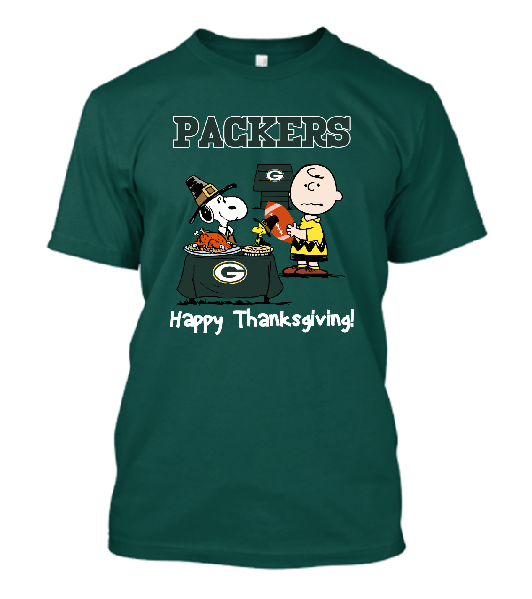 Packers Snoopy Charlie Brown Happy Thanksgiving T-Shirt