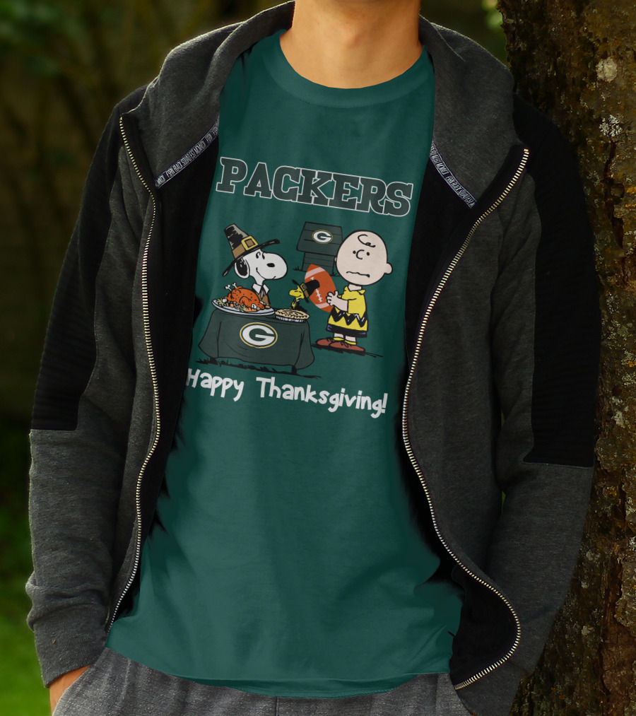 Packers Snoopy Charlie Brown Happy Thanksgiving T-Shirt
