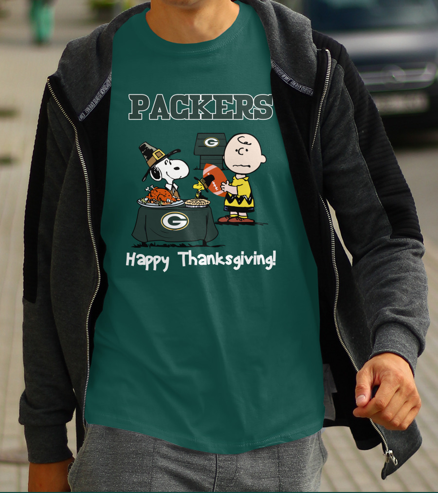 Packers Snoopy Charlie Brown Happy Thanksgiving T-Shirt
