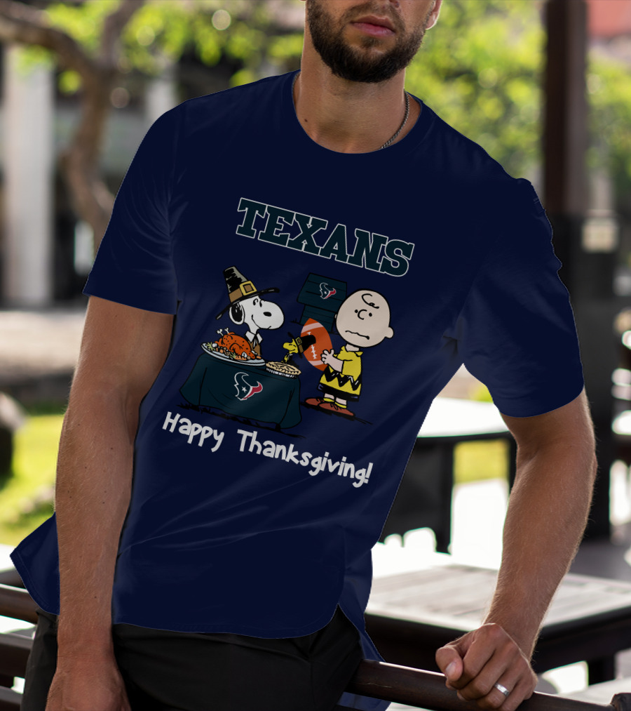 Texans Snoopy Charlie Brown Thanksgiving Football T-Shirt