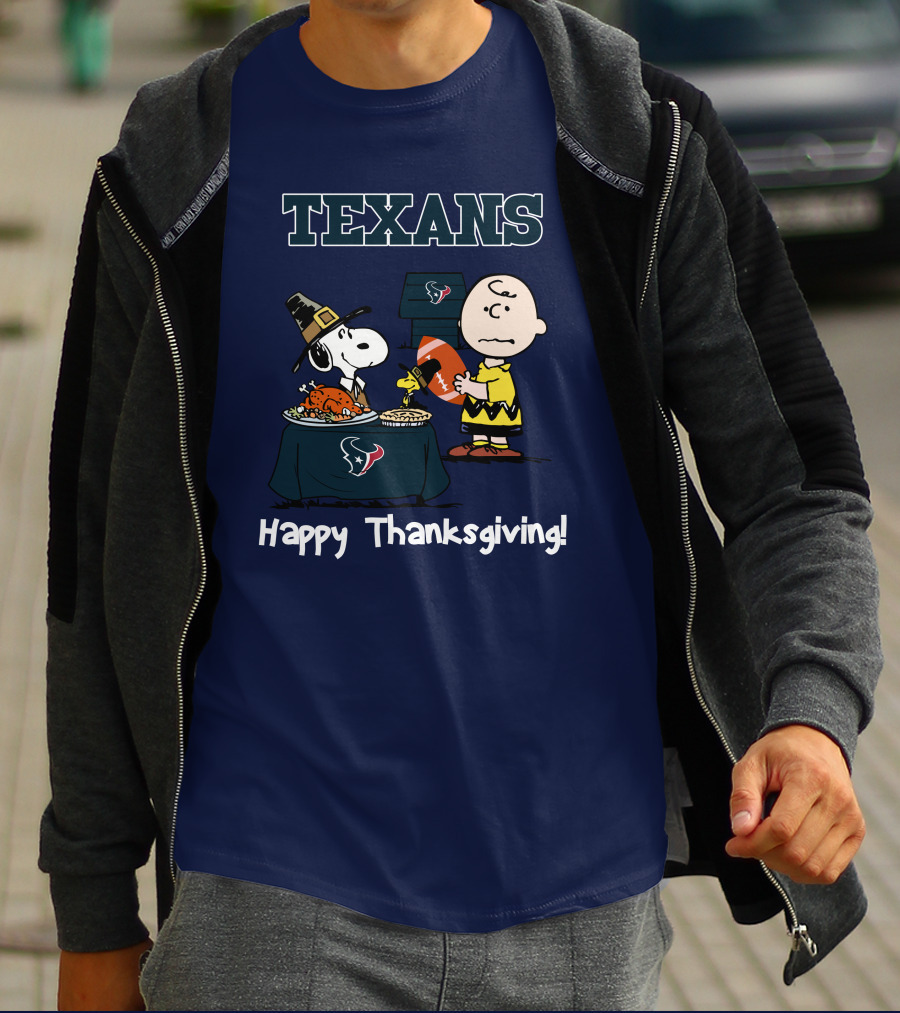 Texans Snoopy Charlie Brown Thanksgiving Football T-Shirt