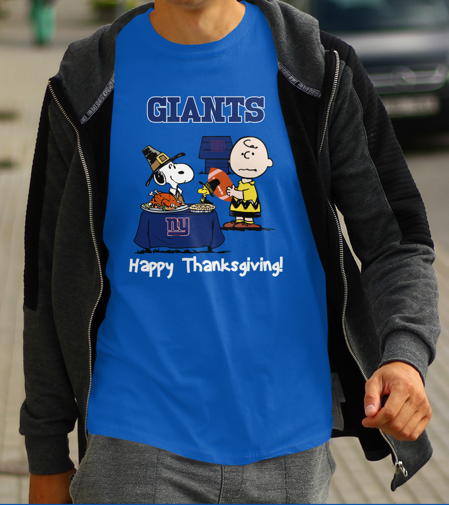 GIANTS Snoopy Happy Thanksgiving Football Charlie Brown T-Shirt