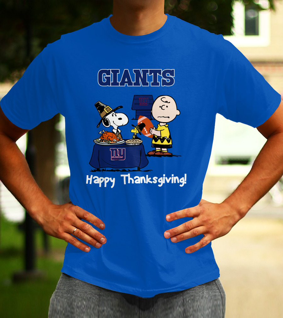 GIANTS Snoopy Happy Thanksgiving Football Charlie Brown T-Shirt