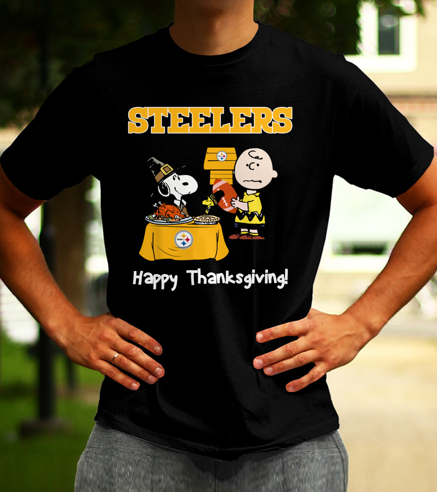 Steelers Snoopy Charlie Brown Happy Thanksgiving T-Shirt