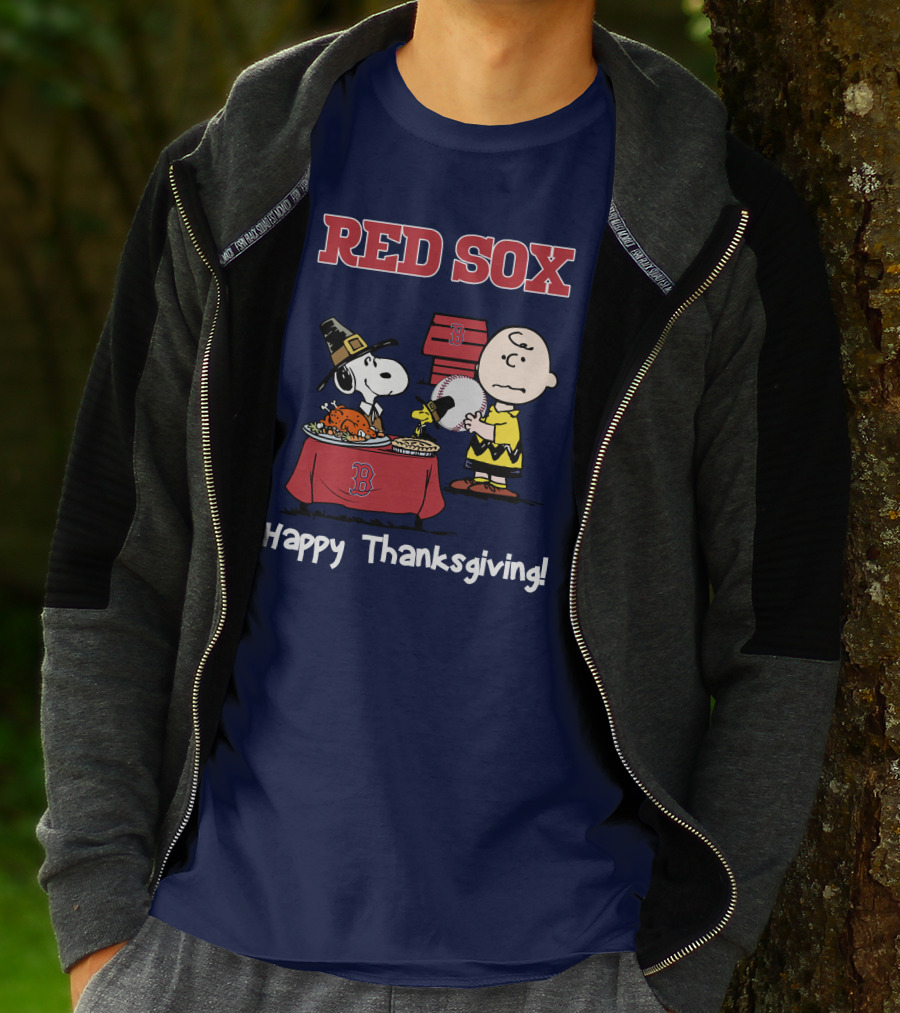 Red Sox Snoopy Charlie Brown Thanksgiving Baseball T-Shirt