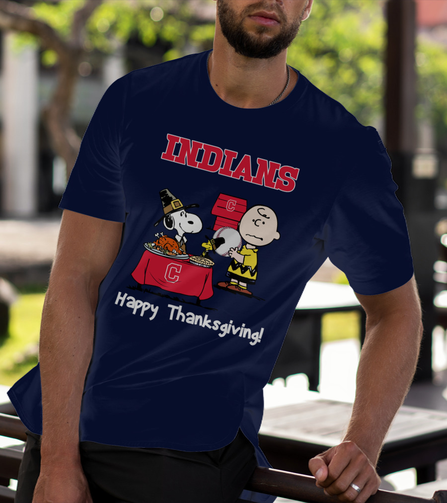 Indians Snoopy Happy Thanksgiving Charlie Brown Peanuts T-Shirt