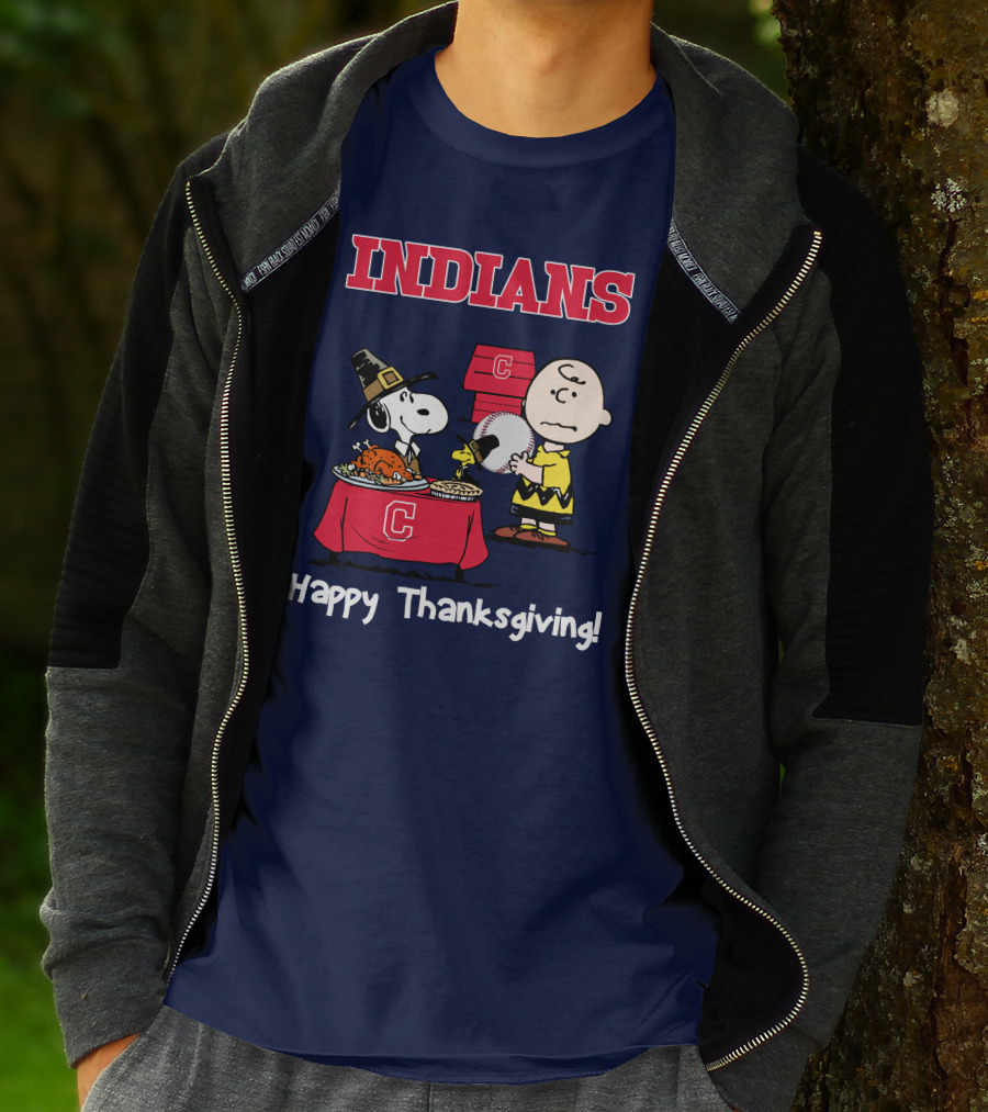 Indians Snoopy Happy Thanksgiving Charlie Brown Peanuts T-Shirt