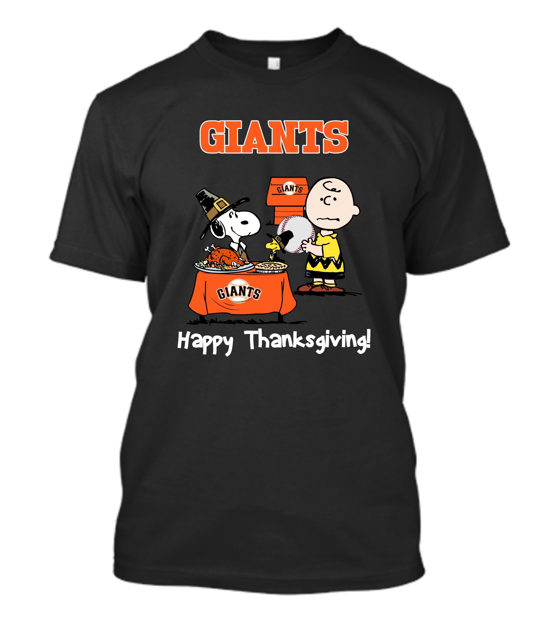 San Francisco Giants Snoopy Charlie Brown Happy Thanksgiving T-Shirt