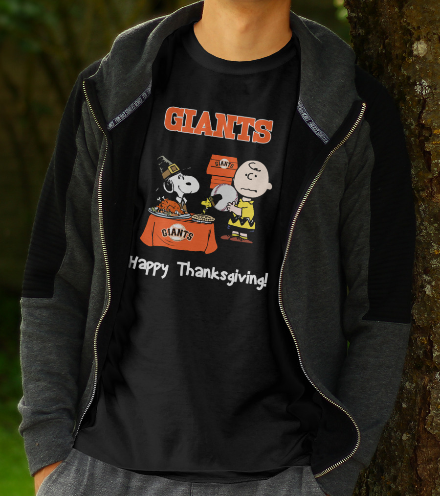 San Francisco Giants Snoopy Charlie Brown Happy Thanksgiving T-Shirt