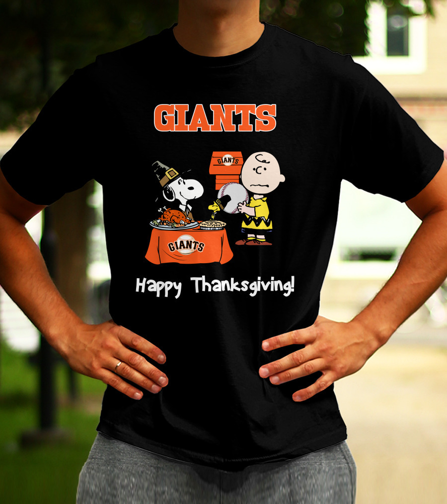 San Francisco Giants Snoopy Charlie Brown Happy Thanksgiving T-Shirt