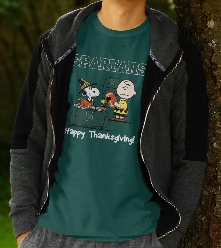 Spartans Snoopy Charlie Brown Thanksgiving Football T-Shirt
