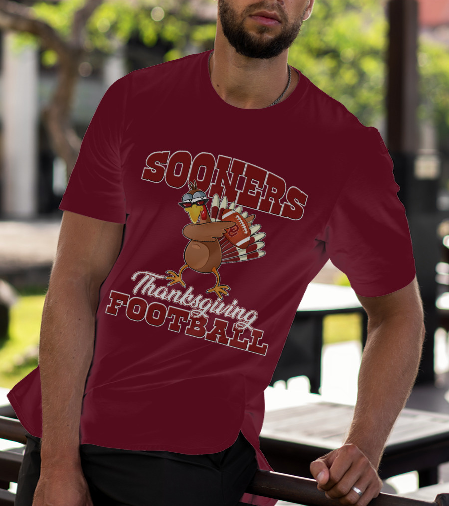 Sooners Thanksgiving Football Turkey In Sunglasses T-Shirt