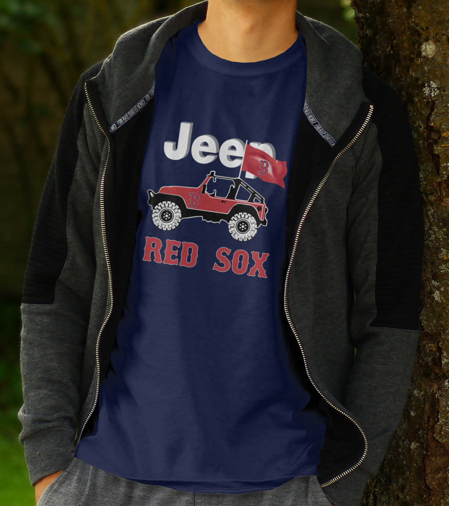 Jeep Red Sox Adventure With Boston Flag T-Shirt