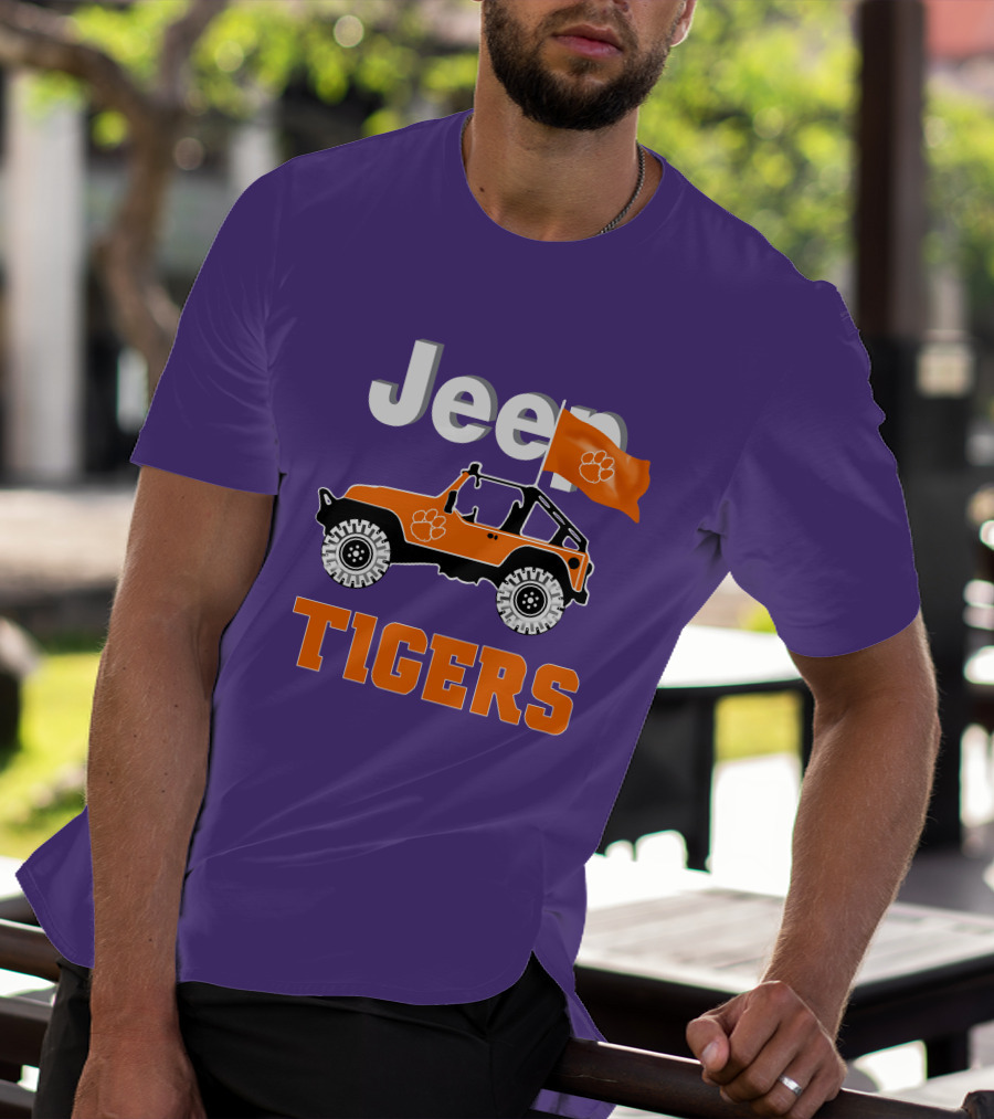 Jeep Clemson Tigers Paw Print Off-Road Enthusiast Flag T-Shirt
