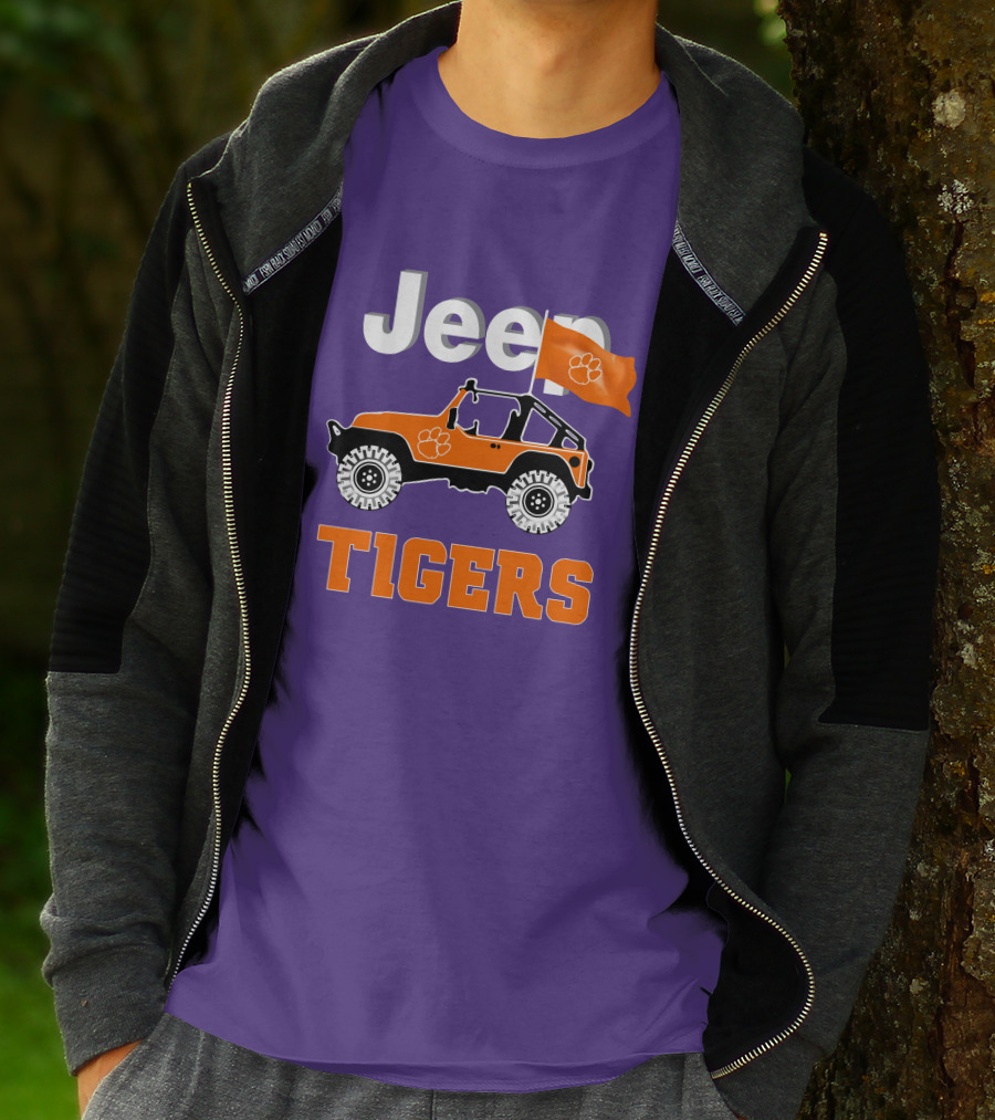 Jeep Clemson Tigers Paw Print Off-Road Enthusiast Flag T-Shirt