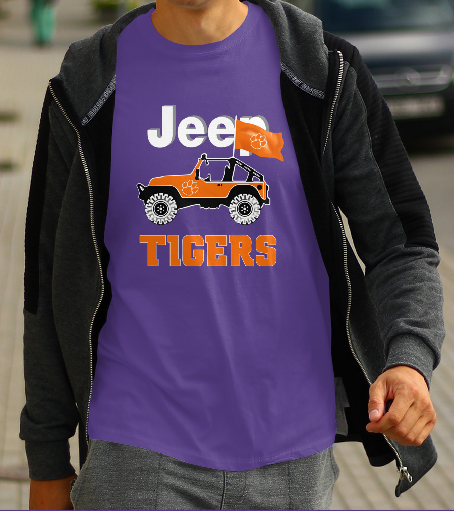 Jeep Clemson Tigers Paw Print Off-Road Enthusiast Flag T-Shirt