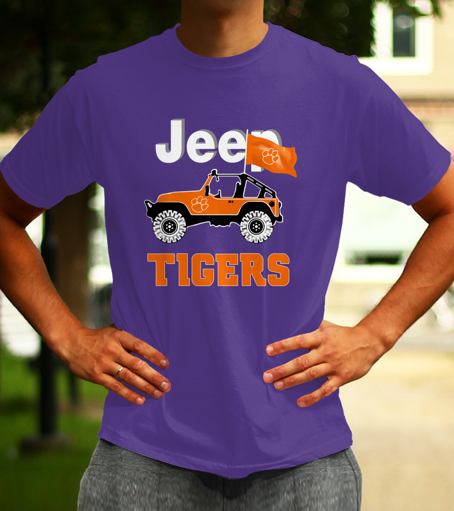 Jeep Clemson Tigers Paw Print Off-Road Enthusiast Flag T-Shirt