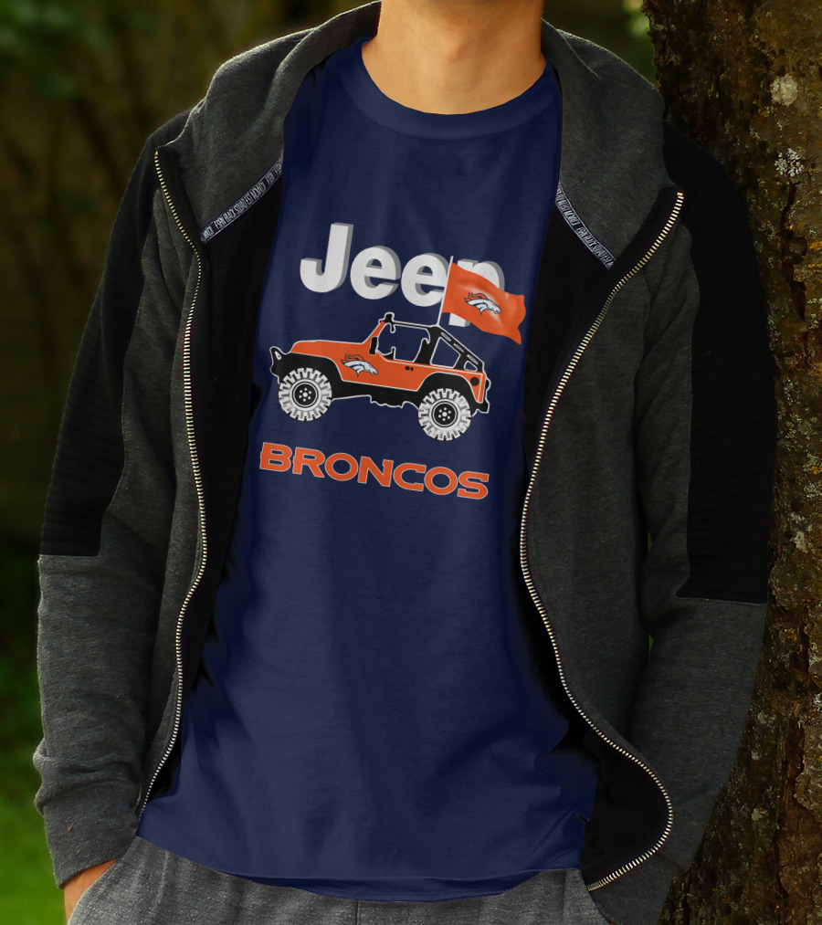 Jeep Broncos Denver Broncos Flag Logo Orange Offroad Fan Gear T-Shirt