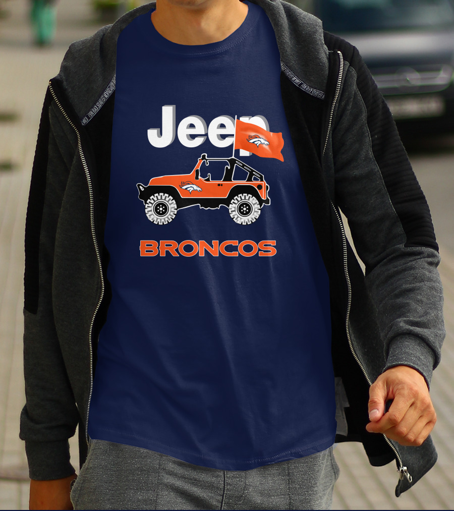 Jeep Broncos Denver Broncos Flag Logo Orange Offroad Fan Gear T-Shirt