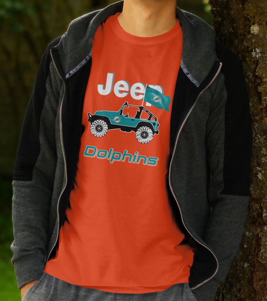 Jeep Dolphins Miami Flag Adventure T-Shirt