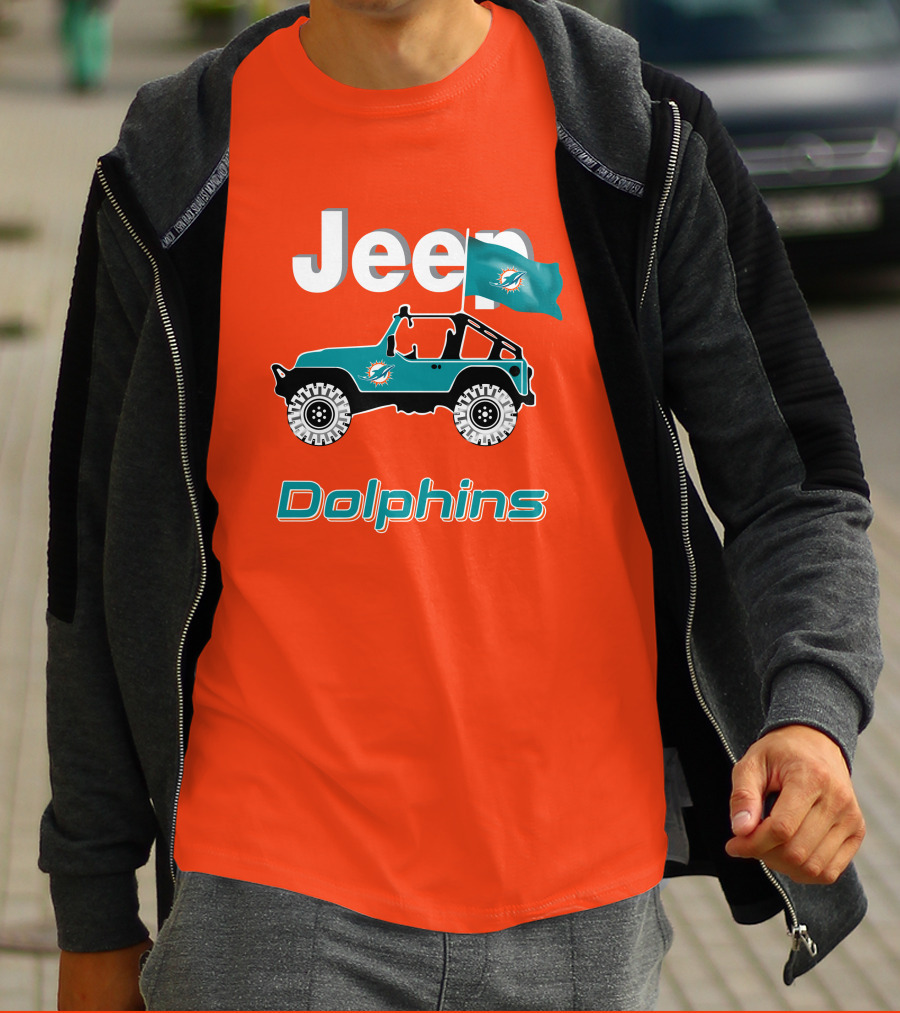 Jeep Dolphins Miami Flag Adventure T-Shirt