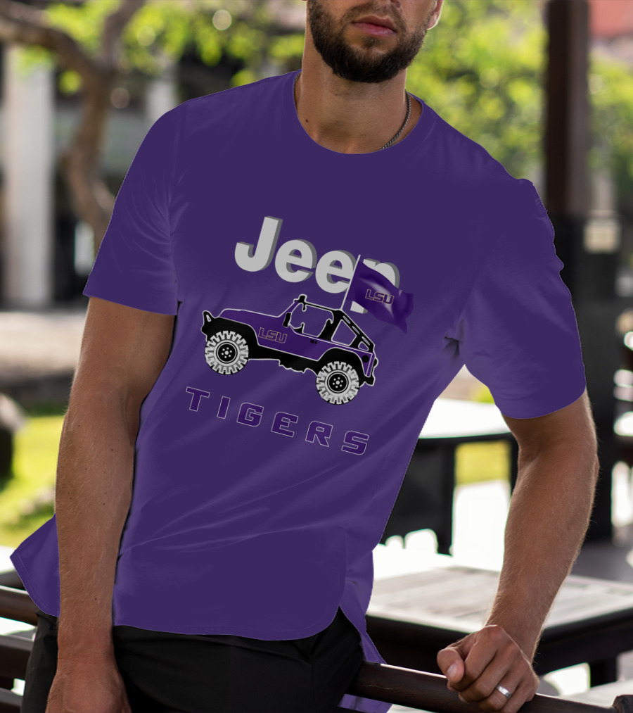 Jeep Lsu Tigers Purple Flag T-Shirt