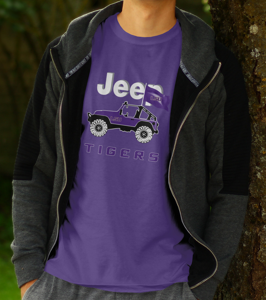 Jeep Lsu Tigers Purple Flag T-Shirt