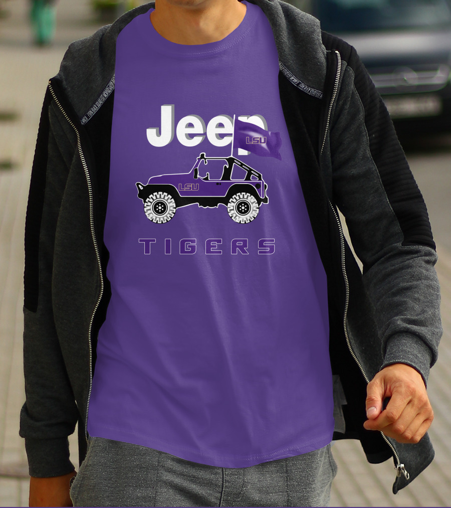 Jeep Lsu Tigers Purple Flag T-Shirt