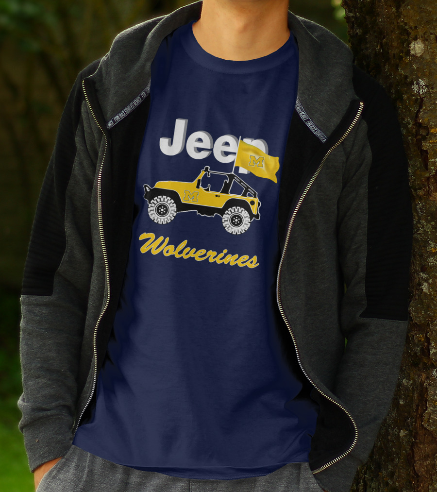 Jeep Michigan Wolverines M Flag Yellow T-Shirt