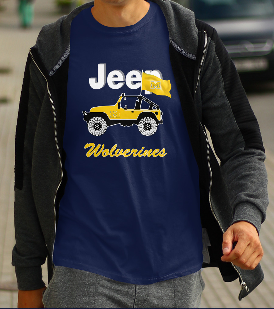 Jeep Michigan Wolverines M Flag Yellow T-Shirt