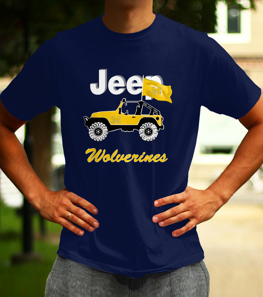 Jeep Michigan Wolverines M Flag Yellow T-Shirt