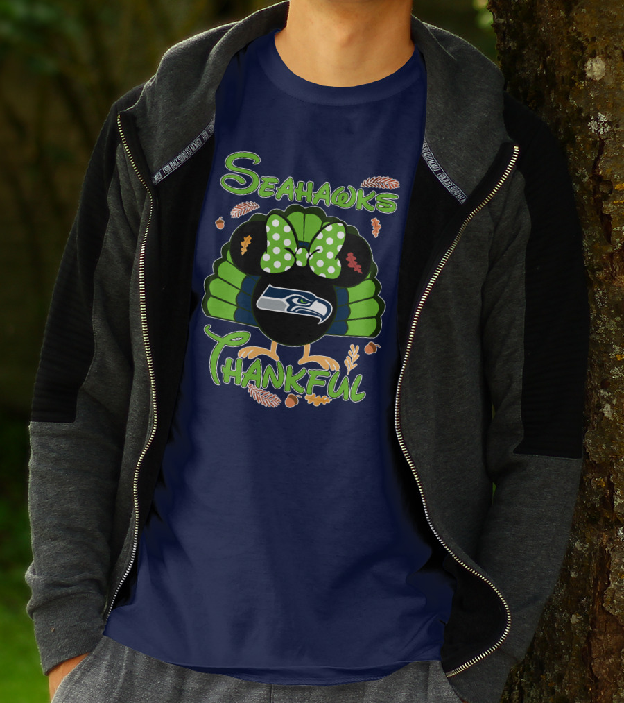 Seahawks Thankful Thanksgiving Minnie Icon Football T-Shirt