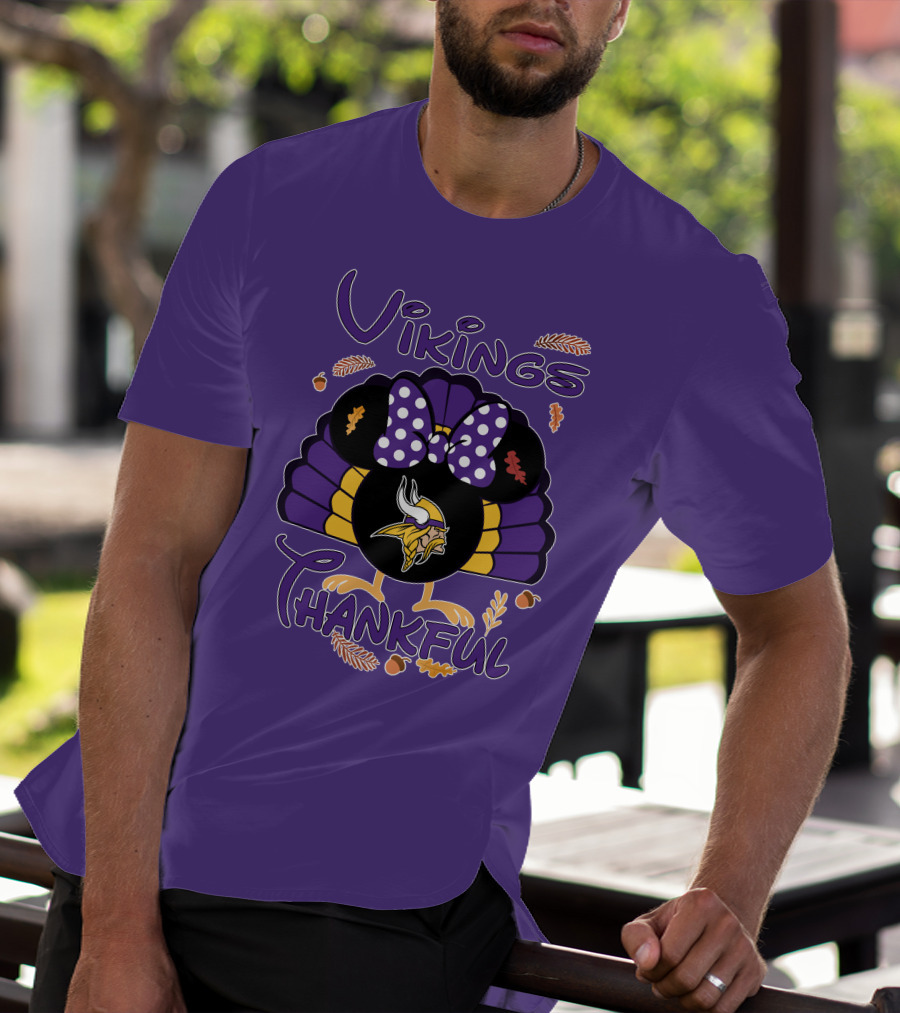 Vikings Thankful Turkey Minnie Thanksgiving T-Shirt