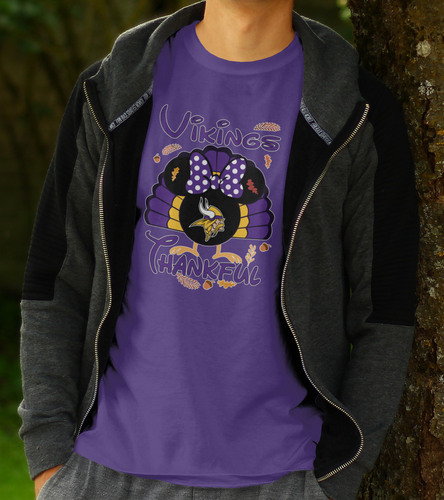 Vikings Thankful Turkey Minnie Thanksgiving T-Shirt