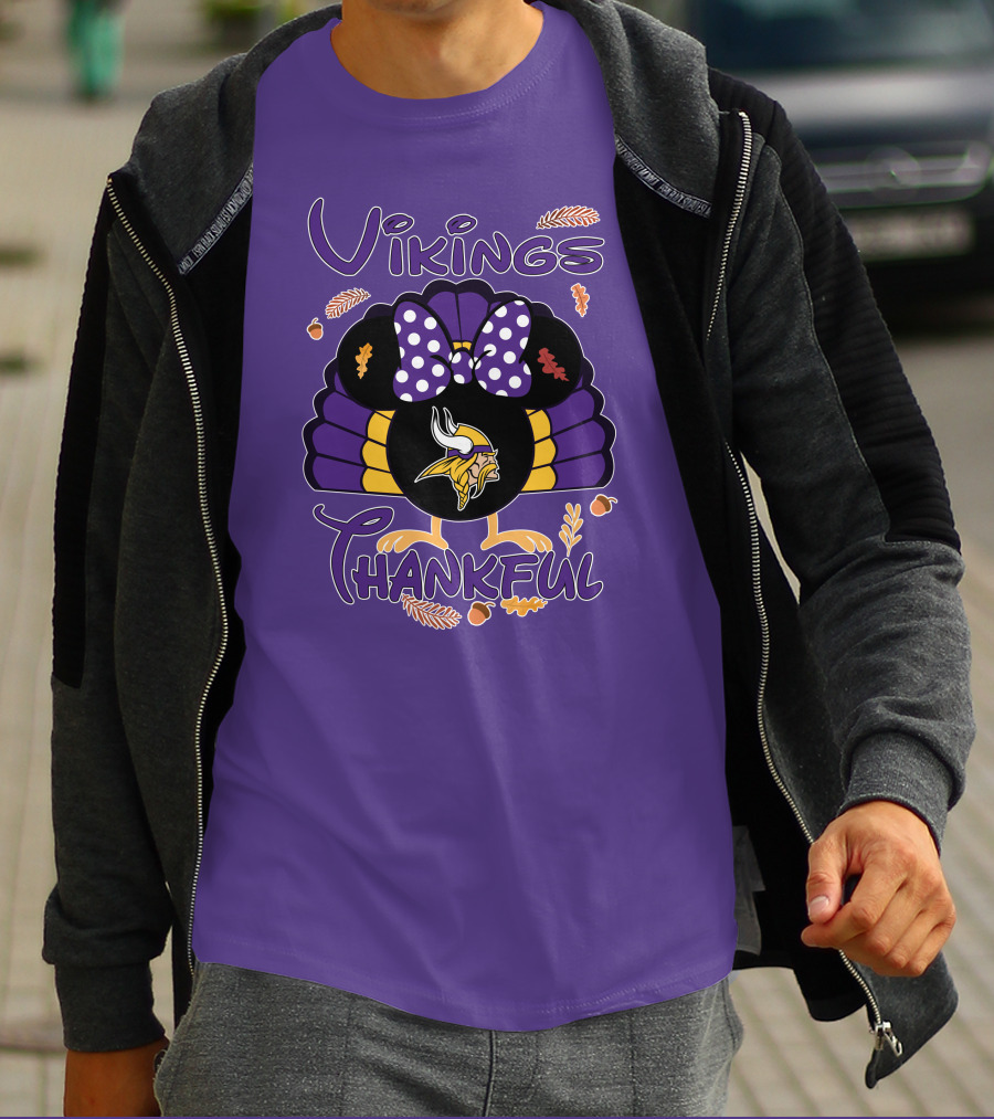 Vikings Thankful Turkey Minnie Thanksgiving T-Shirt