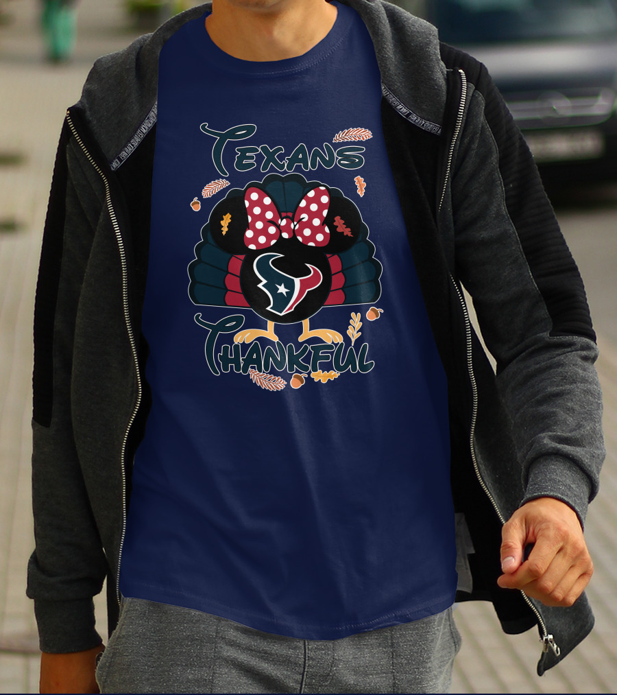 Texans Thankful Minnie Thanksgiving Turkey T-Shirt