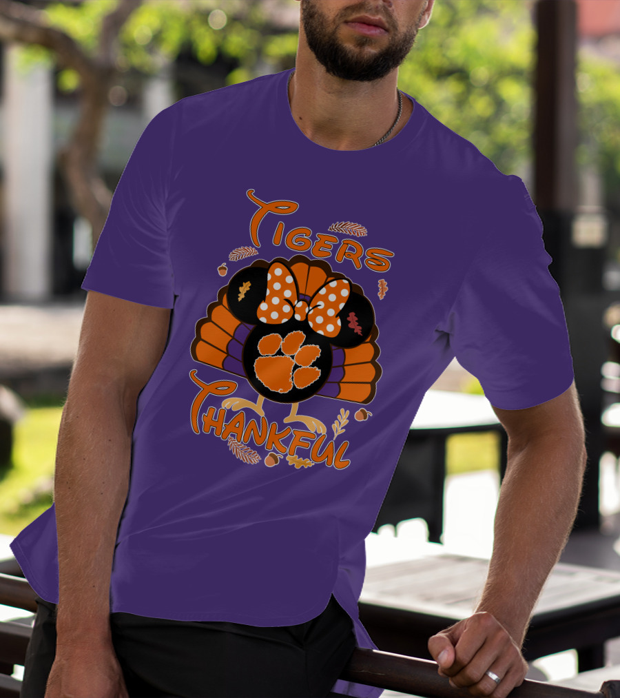 Tigers Thankful Clemson Minnie Thanksgiving T-Shirt