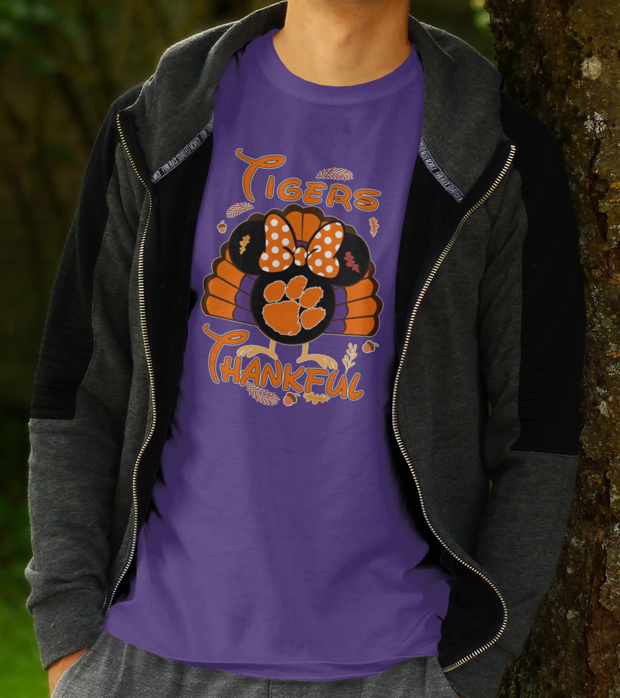 Tigers Thankful Clemson Minnie Thanksgiving T-Shirt