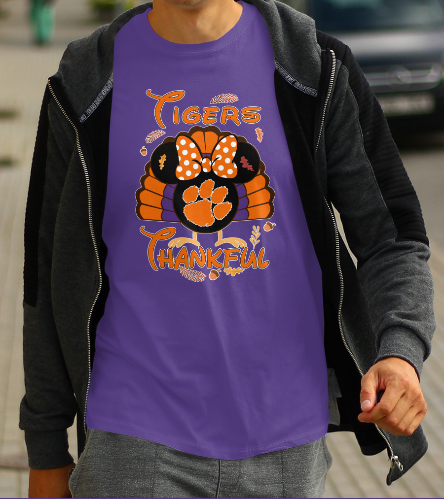 Tigers Thankful Clemson Minnie Thanksgiving T-Shirt