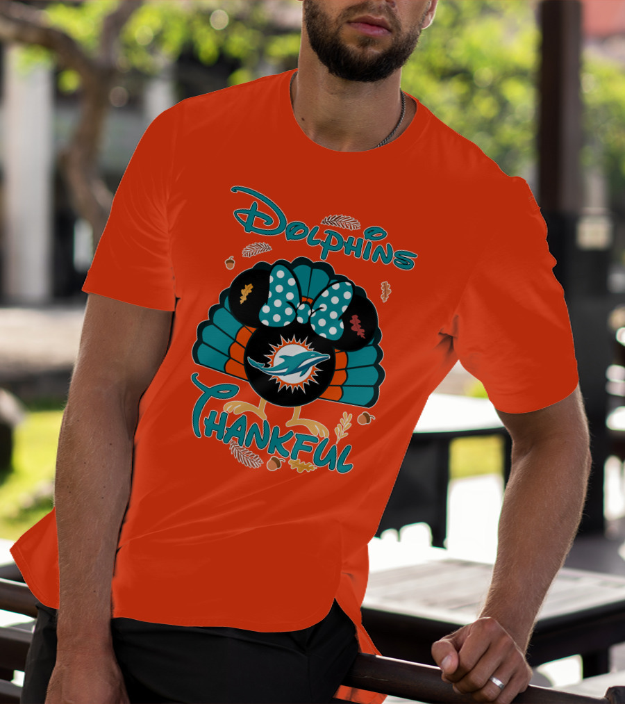 Miami Dolphins Thankful Minnie Thanksgiving T-Shirt