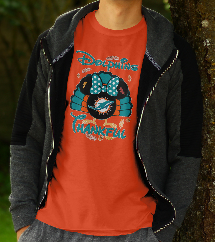 Miami Dolphins Thankful Minnie Thanksgiving T-Shirt