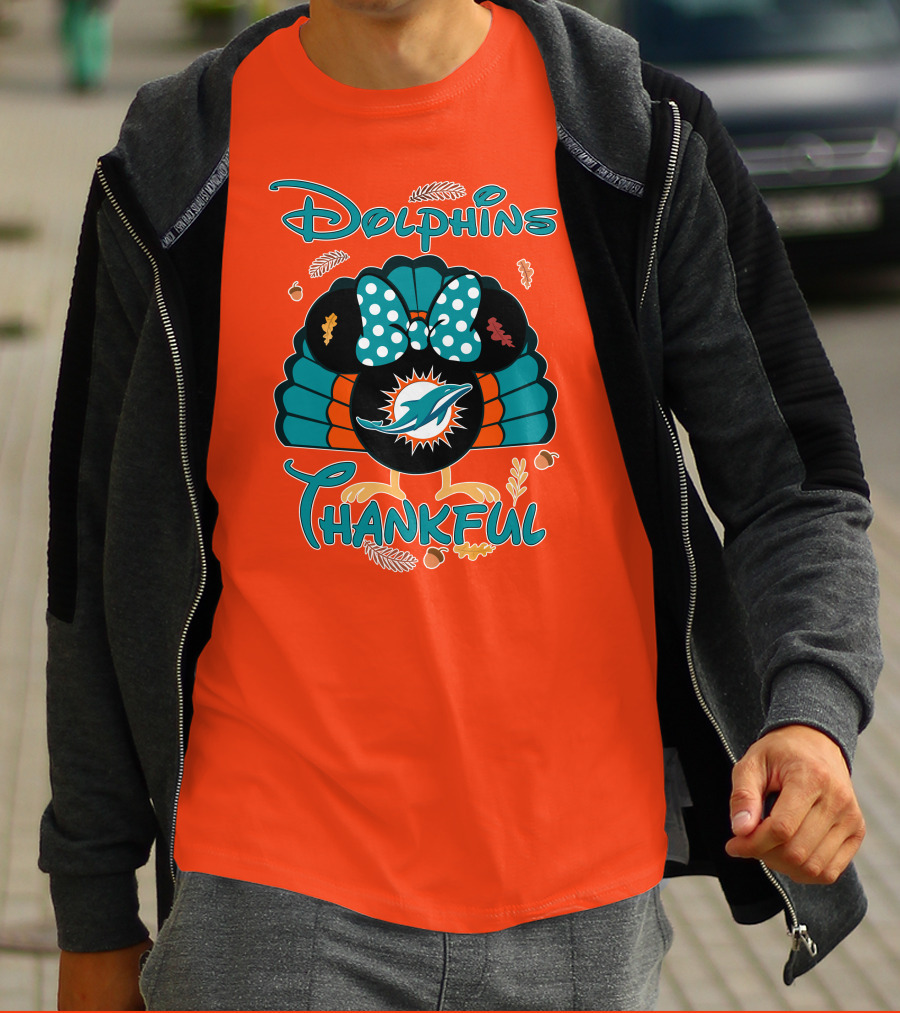 Miami Dolphins Thankful Minnie Thanksgiving T-Shirt