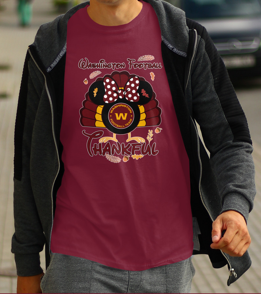 Washington Football Team Minnie Thankful Thanksgiving T-Shirt