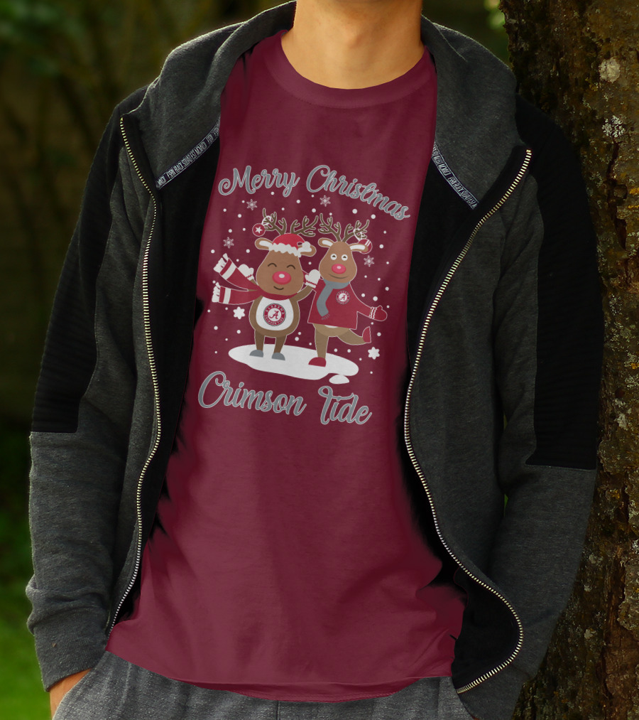 Crimson Tide Merry Christmas Reindeer T-Shirt
