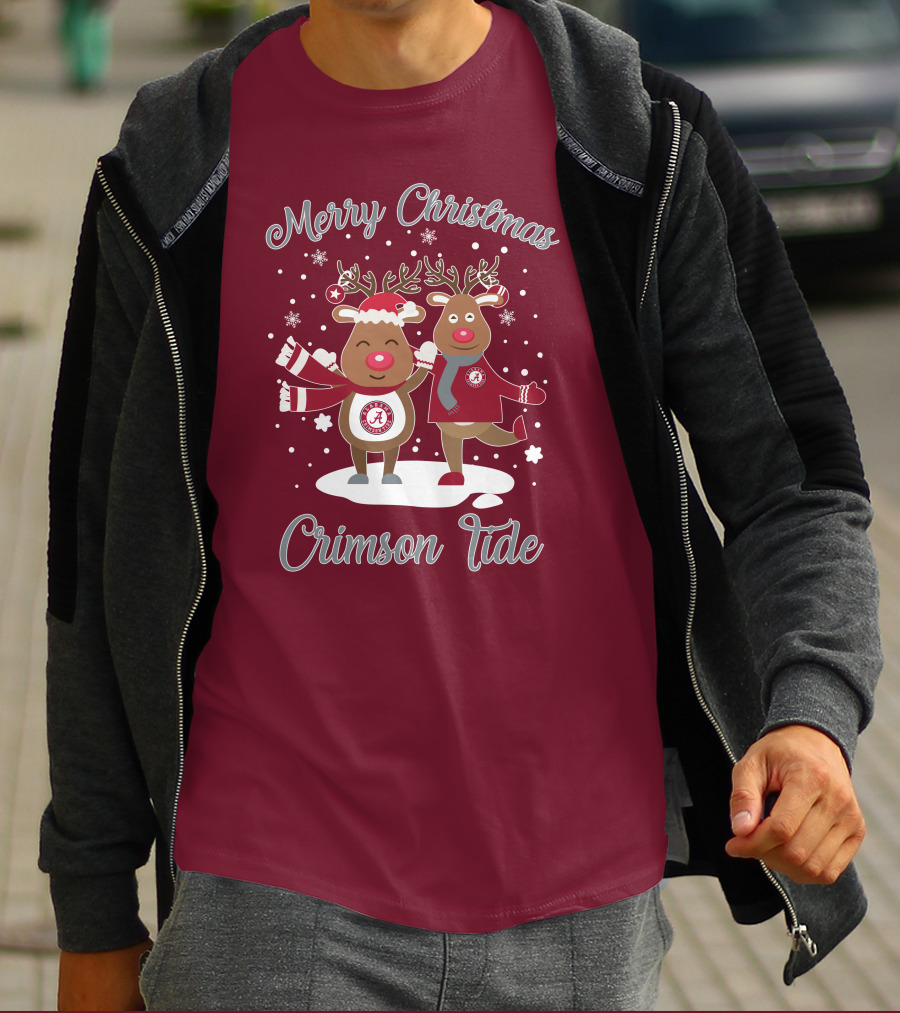 Crimson Tide Merry Christmas Reindeer T-Shirt