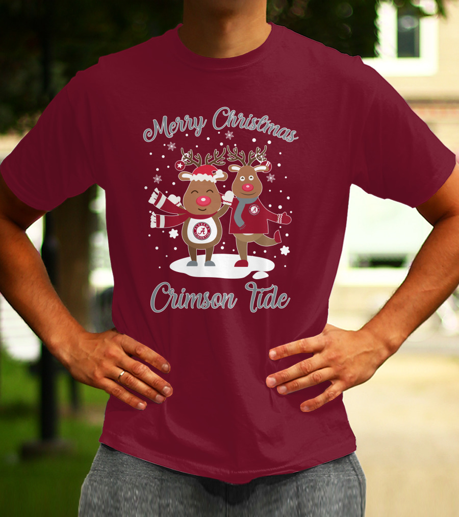 Crimson Tide Merry Christmas Reindeer T-Shirt