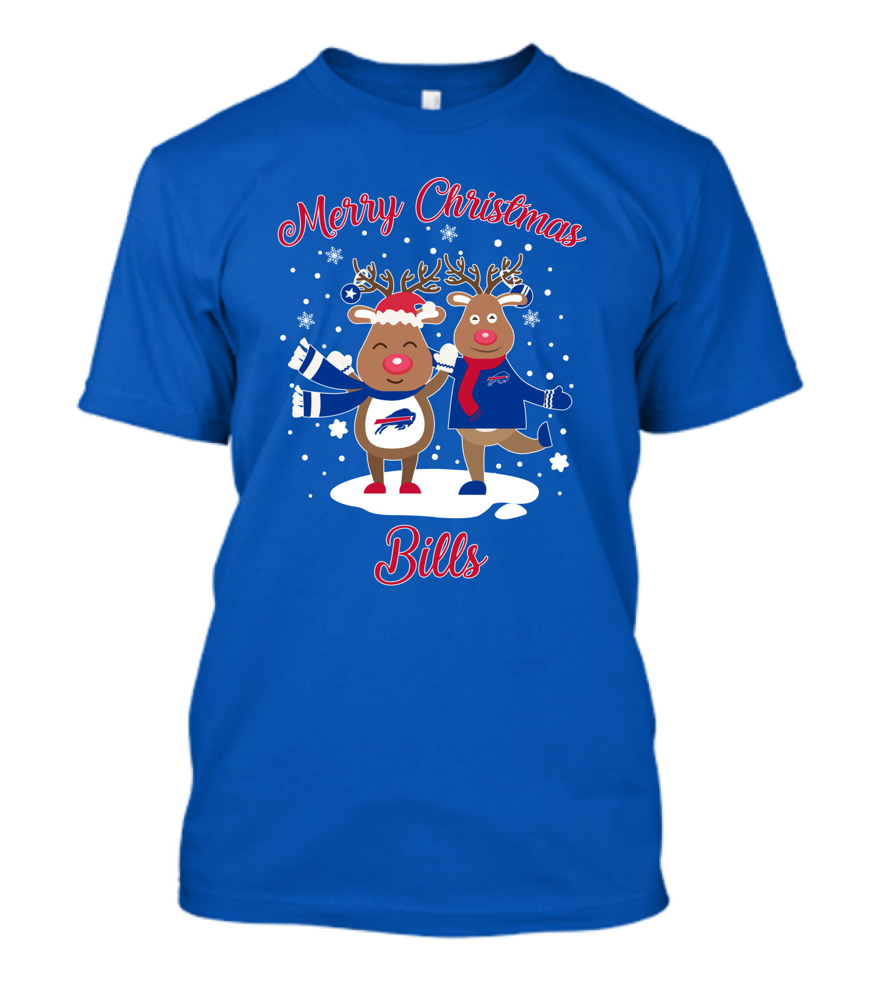 Merry Christmas Buffalo Bills Reindeer Snowflakes T-Shirt