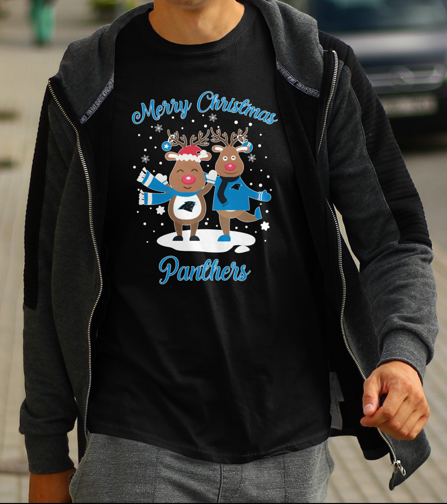 Merry Christmas Carolina Panthers Reindeer T-Shirt